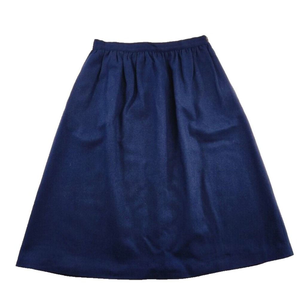 Vintage Blue Midi Skirt Size 8 Personal Lined 100% Wool USA Union Made